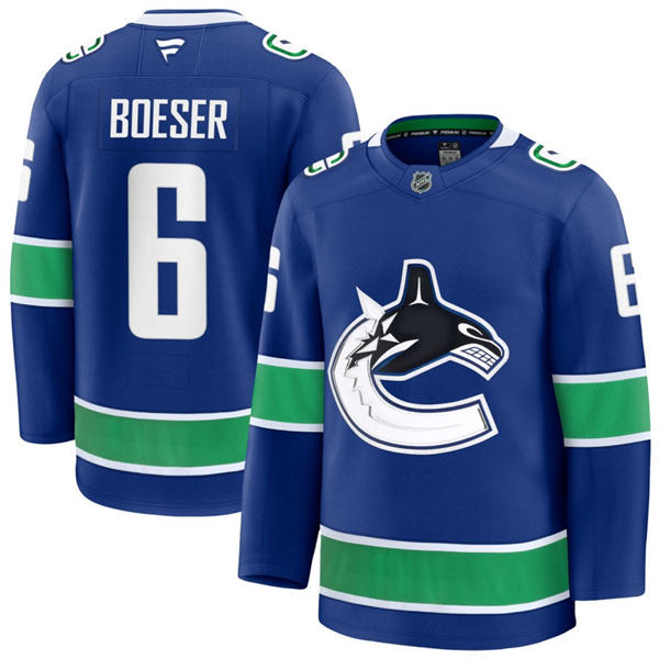 Men's Vancouver Canucks #6 Brock Boeser Fanatics Home Blue Player Jersey